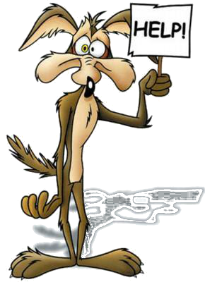 Le coyote des dessins anims de Tex Avery brandissant un panneau "Help!"